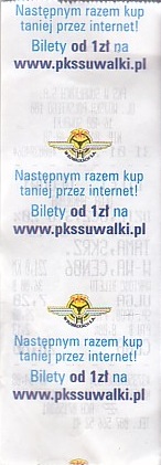 Communication of the city: Suwałki (Polska) - ticket abverse. PKS
