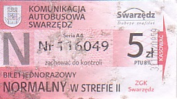 Communication of the city: Swarzędz (Polska) - ticket abverse. 