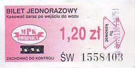 Communication of the city: Świdnica (Polska) - ticket abverse. <IMG SRC=img_upload/_0wymiana2.png>