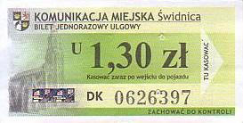 Communication of the city: Świdnica (Polska) - ticket abverse. okolicznościowy