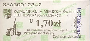Communication of the city: Świdnica (Polska) - ticket abverse