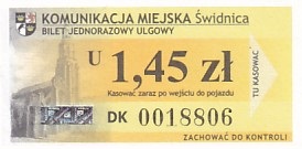 Communication of the city: Świdnica (Polska) - ticket abverse. 