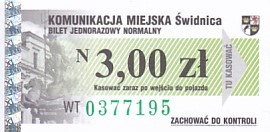 Communication of the city: Świdnica (Polska) - ticket abverse. 