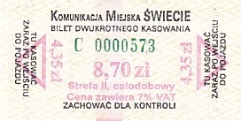 Communication of the city: Świecie (Polska) - ticket abverse