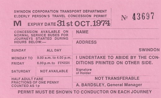 Communication of the city: Swindon (Wielka Brytania) - ticket abverse