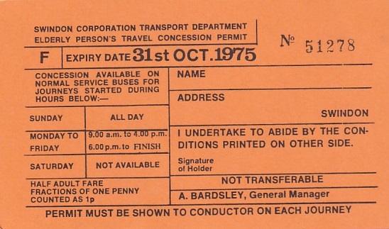 Communication of the city: Swindon (Wielka Brytania) - ticket abverse