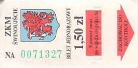 Communication of the city: Świnoujście (Polska) - ticket abverse