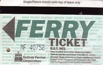 Communication of the city: Sydney (Australia) - ticket abverse
