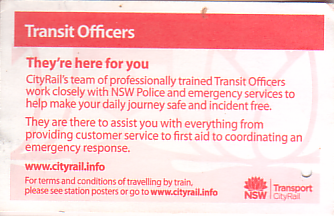 Communication of the city: Sydney (Australia) - ticket reverse