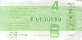Communication of the city: Szczecin (Polska) - ticket abverse. Europa