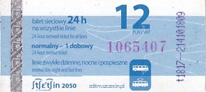 Communication of the city: Szczecin (Polska) - ticket abverse. 