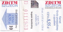 Communication of the city: Szczecin (Polska) - ticket abverse. <IMG SRC=img_upload/_0karnetkk.png alt="kupon kontrolny karnetu">