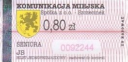 Communication of the city: Szczecinek (Polska) - ticket abverse. <IMG SRC=img_upload/_0wymiana2.png>
