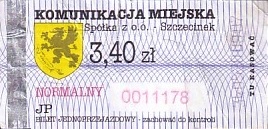 Communication of the city: Szczecinek (Polska) - ticket abverse. <IMG SRC=img_upload/_0blad.png alt="błąd"> wyjątkowo ciemnoczerwony
napis <i>normalny</i>,
różnica na skanie mało widoczna 