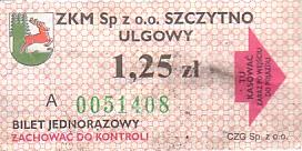 Communication of the city: Szczytno (Polska) - ticket abverse. <IMG SRC=img_upload/_0ekstrymiana2.png>