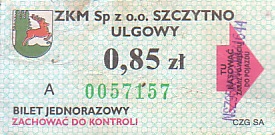 Communication of the city: Szczytno (Polska) - ticket abverse. 