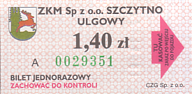 Communication of the city: Szczytno (Polska) - ticket abverse. <IMG SRC=img_upload/_0ekstrymiana2.png>