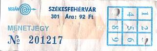 Communication of the city: Székesfehérvár (Węgry) - ticket abverse. 