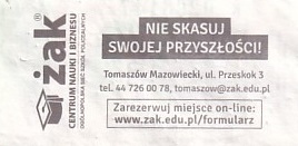 Communication of the city: Tomaszów Mazowiecki (Polska) - ticket reverse