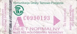 Communication of the city: Tarnowo Podgórne (Polska) - ticket abverse. 