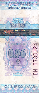 Communication of the city: Tallinn (Estonia) - ticket abverse. <!--śmieszne ceny-->