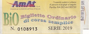 Communication of the city: Taranto (Włochy) - ticket abverse