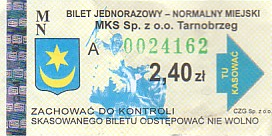 Communication of the city: Tarnobrzeg (Polska) - ticket abverse. 