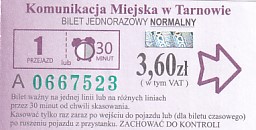 Communication of the city: Tarnów (Polska) - ticket abverse. <IMG SRC=img_upload/_0wymiana2.png>