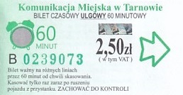 Communication of the city: Tarnów (Polska) - ticket abverse. <IMG SRC=img_upload/_0wymiana2.png>
