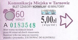 Communication of the city: Tarnów (Polska) - ticket abverse. 