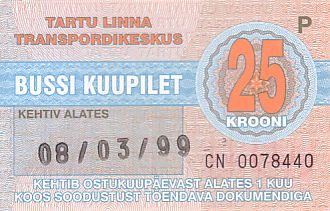 Communication of the city: Tartu (Estonia) - ticket abverse