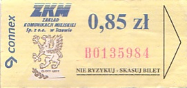 Communication of the city: Tczew (Polska) - ticket abverse. 