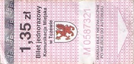 Communication of the city: Tczew (Polska) - ticket abverse
