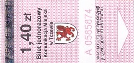 Communication of the city: Tczew (Polska) - ticket abverse