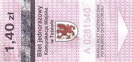 Communication of the city: Tczew (Polska) - ticket abverse