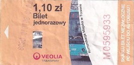 Communication of the city: Tczew (Polska) - ticket abverse