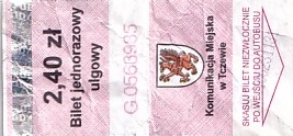 Communication of the city: Tczew (Polska) - ticket abverse