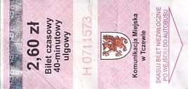 Communication of the city: Tczew (Polska) - ticket abverse