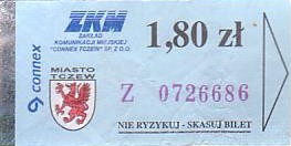 Communication of the city: Tczew (Polska) - ticket abverse