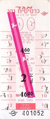Communication of the city: Tel Aviv-Yafo [תֵּל־אָבִיב-יָפוֹ] <font size=1 color=#E4E4E4>x</font> (Izrael) - ticket abverse. 