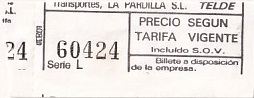 Communication of the city: Telde (Hiszpania) - ticket abverse