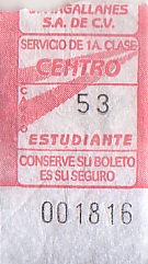 Communication of the city: Tijuana (Meksyk) - ticket abverse