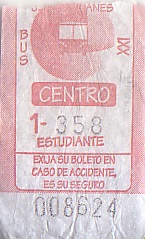 Communication of the city: Tijuana (Meksyk) - ticket abverse