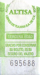 Communication of the city: Tijuana (Meksyk) - ticket abverse. 