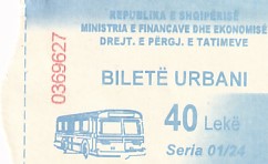 Communication of the city: Tiranë (Albania) - ticket abverse