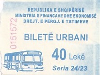 Communication of the city: Tiranë (Albania) - ticket abverse
