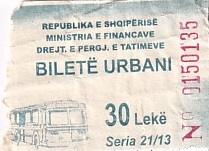 Communication of the city: Tiranë (Albania) - ticket abverse