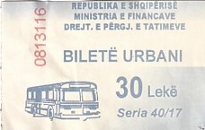 Communication of the city: Tiranë (Albania) - ticket abverse