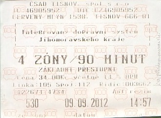 Communication of the city: Tišnov (Czechy) - ticket reverse