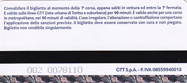 Communication of the city: Torino (Włochy) - ticket reverse